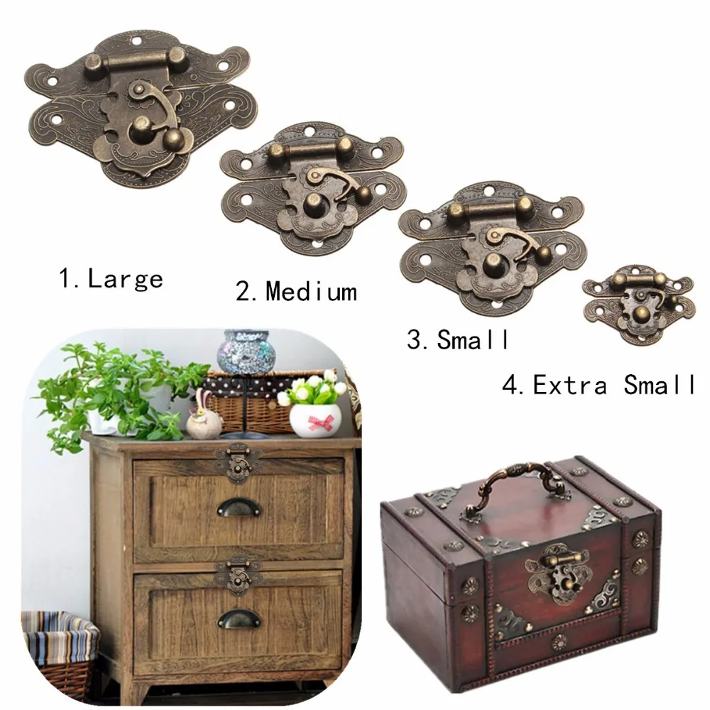 

large/medium/small/Extra Small Retro Antique Lock Vintage Decorative Latch Wooden Jewelry Box Hasp Pad Chest Lock With Screws