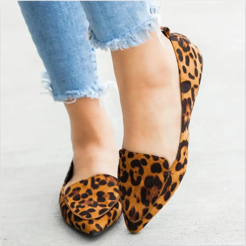 leopard flats pointed toe