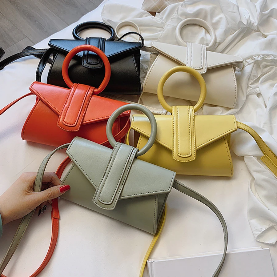 رداء علوي غير رسمي-مقبض المرأة حقائب بسيطة بو الجلود Crossbody حقائب النساء مصمم مربع المحافظ حقائب كتف متنقلة 2019