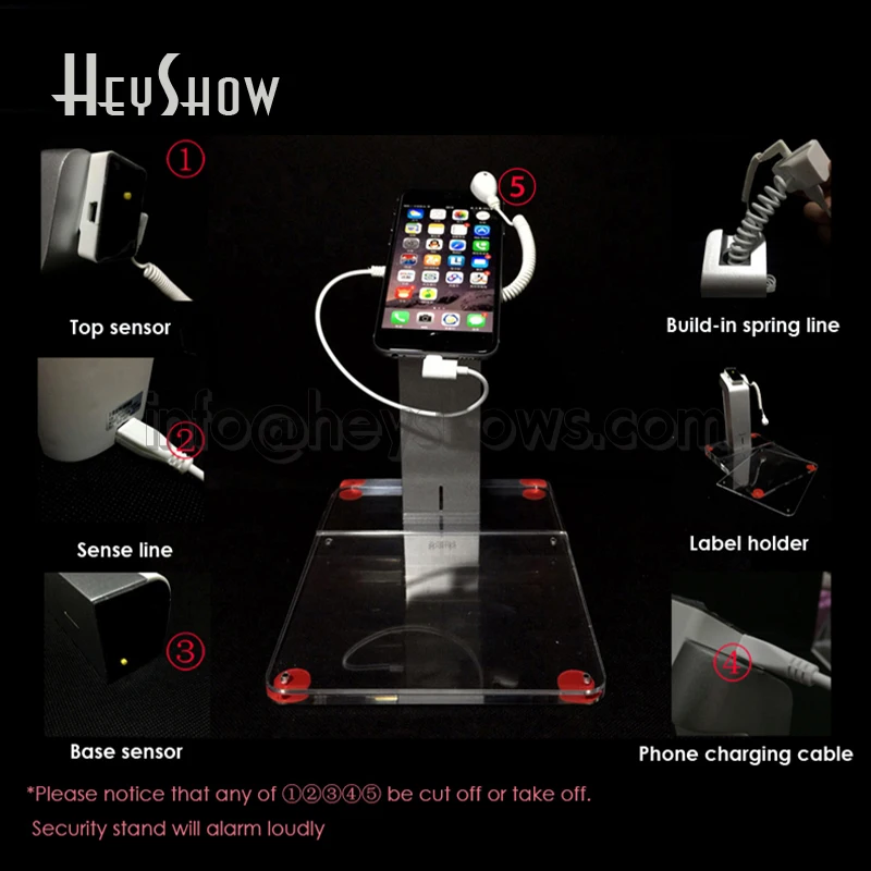  Mobile Phone Security Stand Alarm Iphone Anti Burglar Display For Smartphone Burglar Alarm With Acr