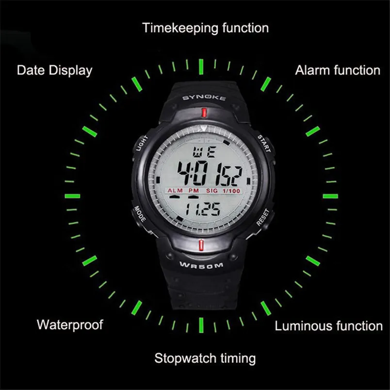 Водонепроницаемые уличные спортивные цифровые милитари часы Часы светодиодный кварцевые наручные мужские часы erkek kol saati