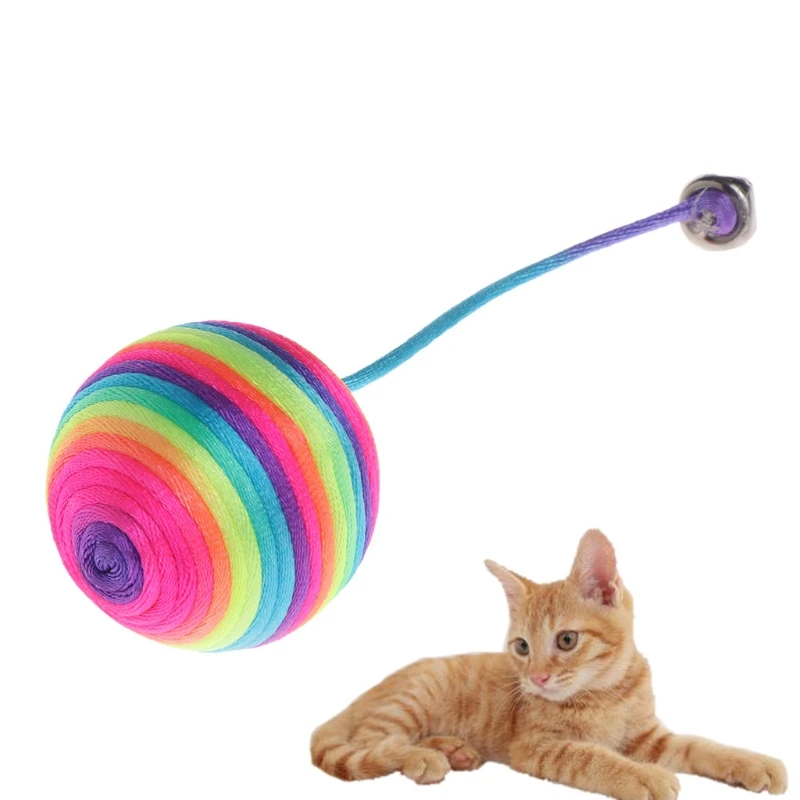 Pet Cat Toys Elastic Nylon Rope Bell Teaser Ball Chew Rattle Kitty
