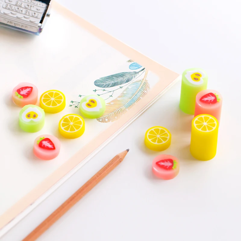 

4 pcs Color fruit eraser for pencil erasing Strawberry Orange Apple Stationery item Office school supplies borracha escolar F385