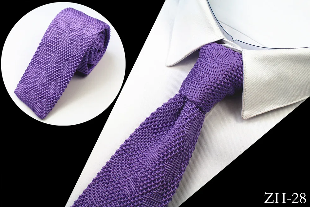 Knit Tie For Men Slim Narrow Neckties Wedding Party