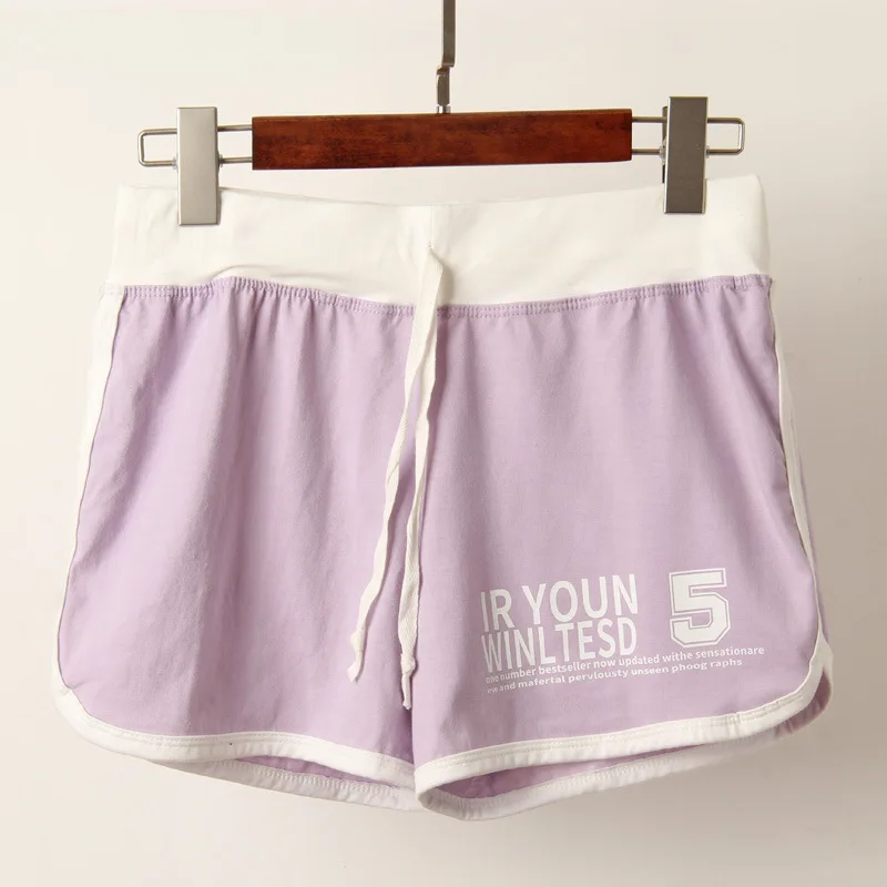 Light purple Shorts Летние шорты для девочек, новые милые Эластичные Обтягивающие женские шорты ярких цветов с буквенным принтом, повседневные женские обтягивающие шорты для фитнеса - Цвет: Light purple Shorts