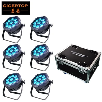 

6pcs/lot with flightcase Outdoor 9pcs Wireless DMX LED par can waterproof battery powered RGBWA+UV 6 IN 1 Wedding uplights