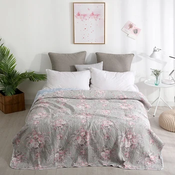 

Floral printed Shabby Chic Bedspread/Coverlet/Quilt Set Washed Cotton Quilted Soft Bedspread set Twin Full size Bed set