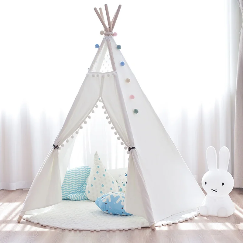 Двор белый/розовый дети играют весело дом кровать дети палатка портативный складной палатки вигвама для детей Крытый игрушечные лошадки
