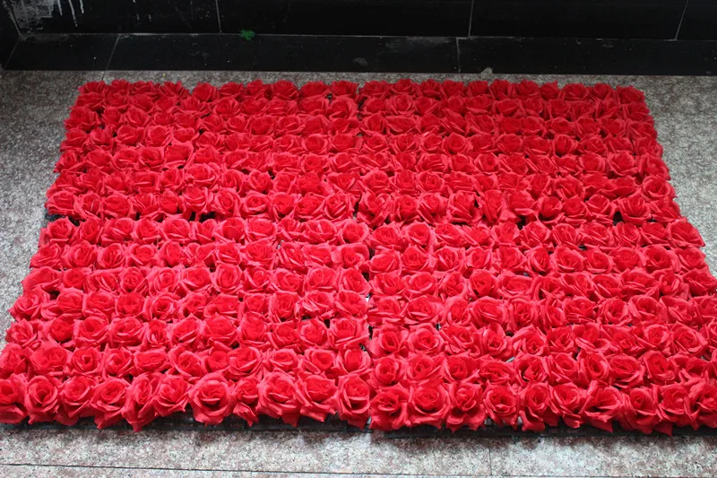 

Free Shipping by EMS 60*40cm hot red Artificial silk rose flower wall wedding background lawn flower home market decoration