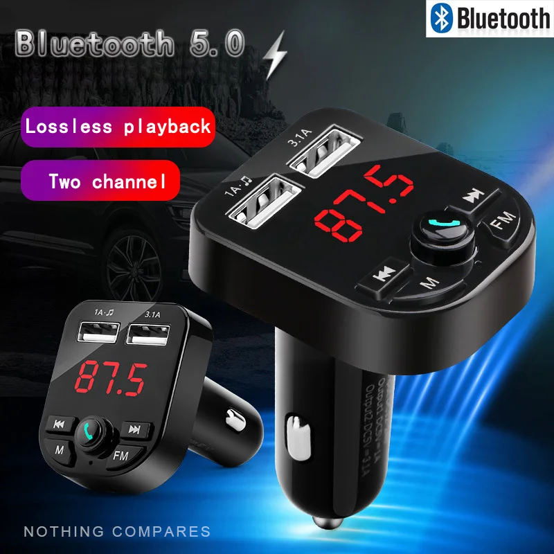 

Wireless FM Transmitter Car Kit Bluetooth 5.0 Handsfree MP3 Player Dual USB Radio Adapter USB 3.1A Quick Charger Car Accessories