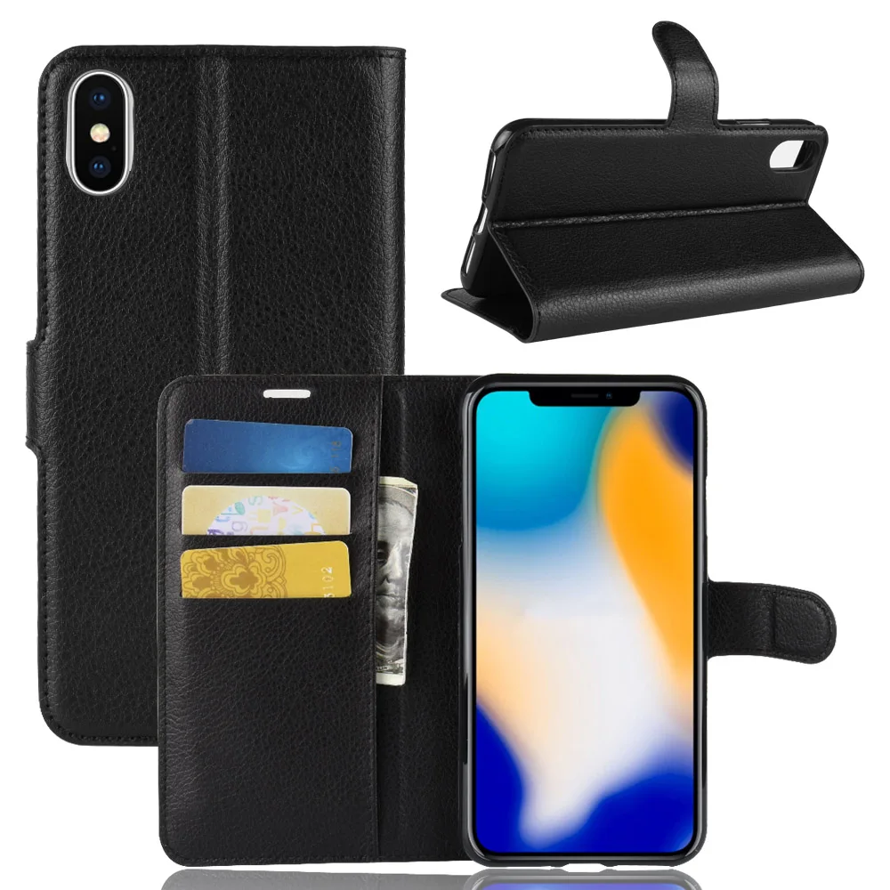 

PU Leather case For iPhone 7 4S 5C 5S SE 6 6S Plus Wallet Card Slots Case Cover coque For iPhone X XS Max XR 8 Plus With Stand