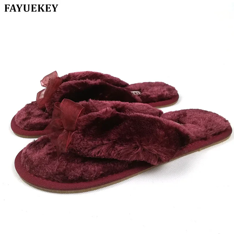 FAYUEKEY 2018 새로운 패션 홈 목화 플러시 바 너트 슬리퍼 여성 실내  플로어 플립 Flop 걸스 선물 신발