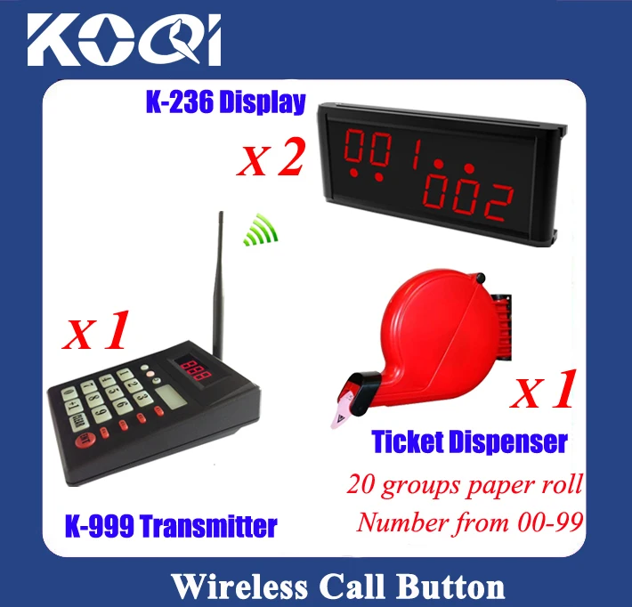 Simple guest queue paging system ticket dispenser with