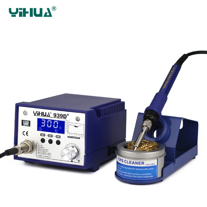 Паяльная станция YIHUA 939D + ЖК дисплей 75 Вт высокомощный импортный нагрев паяльник