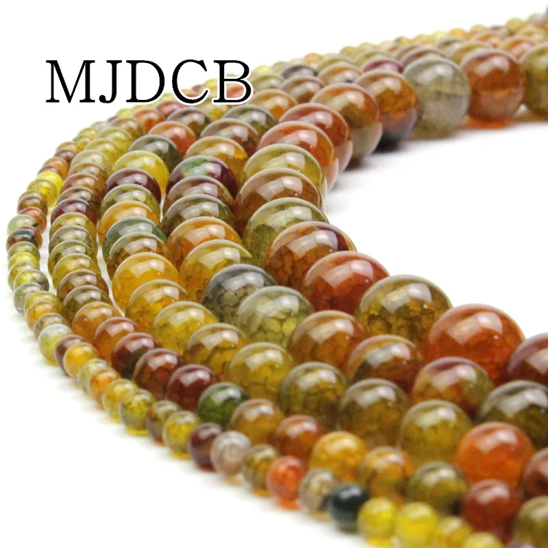 Круглые бусины MJDCB 4.6.8.10.12.желтые хрустальные агатовые для DIY ожерелья браслетов