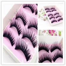 5 пар, модные природные ручной Длинные накладные черные ресницы Макияж L117