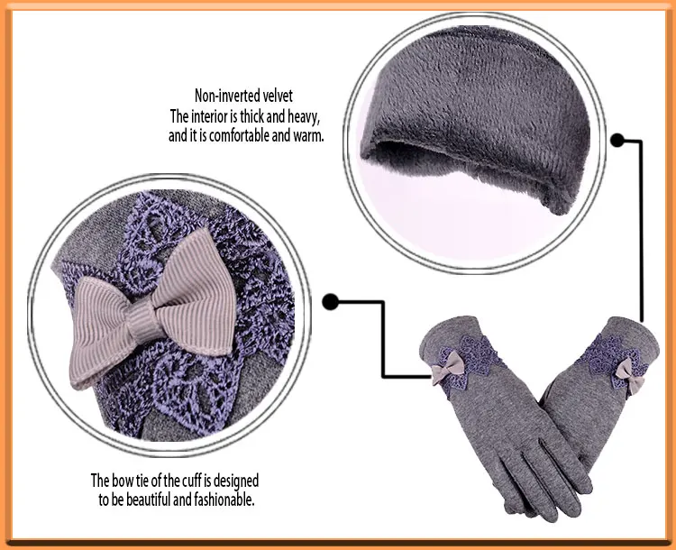 Женские перчатки Экран зима теплая лук мягкая запястье перчатки варежки кашемир полный палец Guantes Mujer Мода 2017 г. перчатки