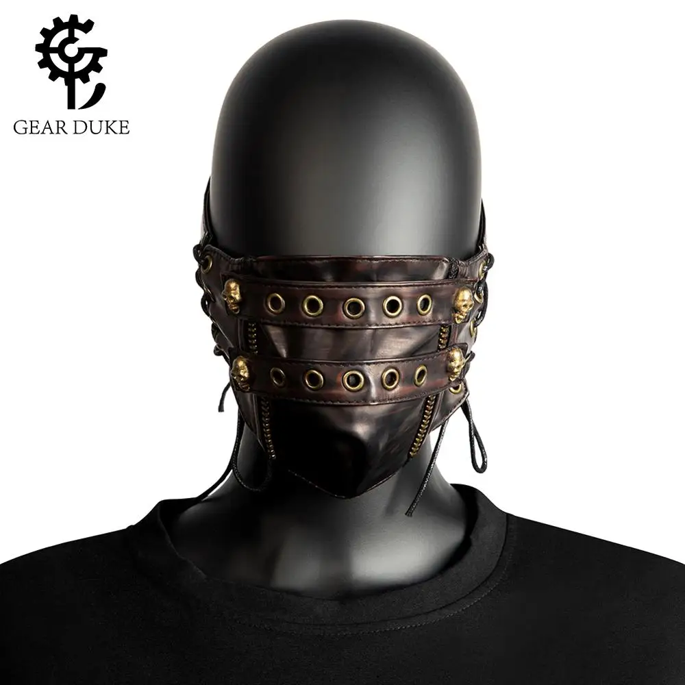 GEARDUKE Готический бренд заклепки крепление Новая Коричневая маска стимпанк