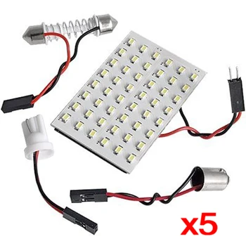 

10x) 5*48 wei SMD LED Panel 12V + T10/BA9S Sockel + Soffitte Modul 29-42mm