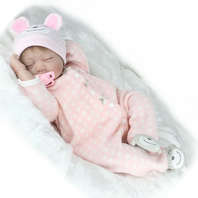 

Pursue 22"/55cm Close Eyes sleeping reborn babies dolls silicone limbs cloth body real born dolls best gifts accompany children