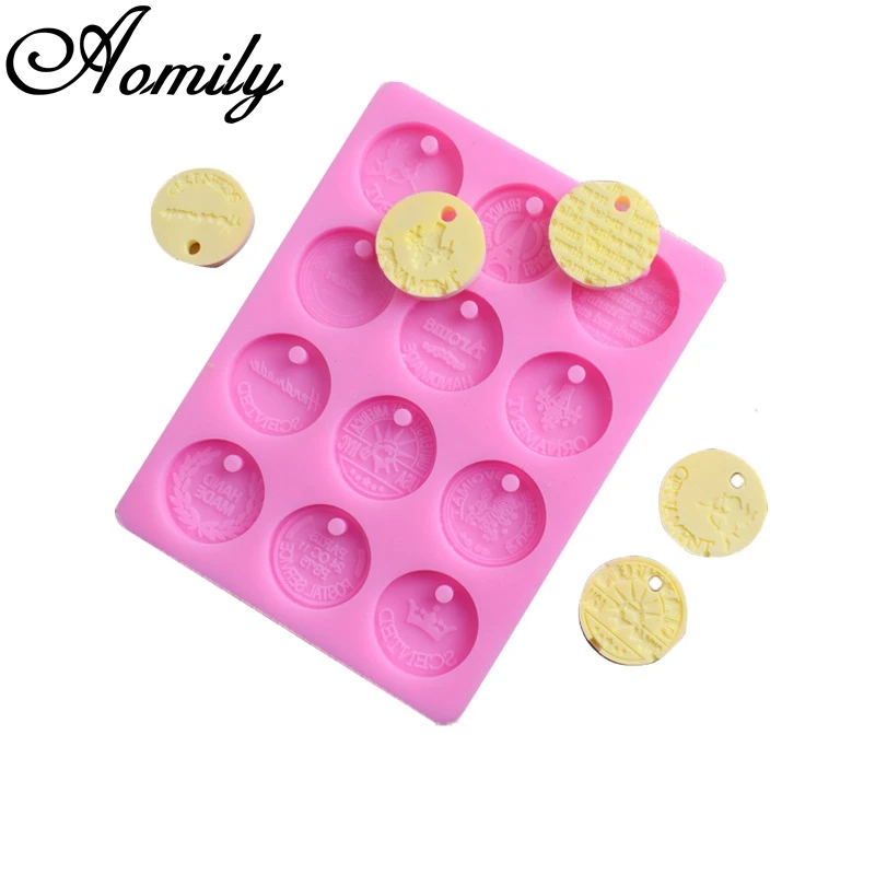 Aomily 12 Styles Coins with Holes Shaped Chocolate Cake Fondant Mold Decorating DIY Mold Mousse Sugar Craft Pastry Baking Tool