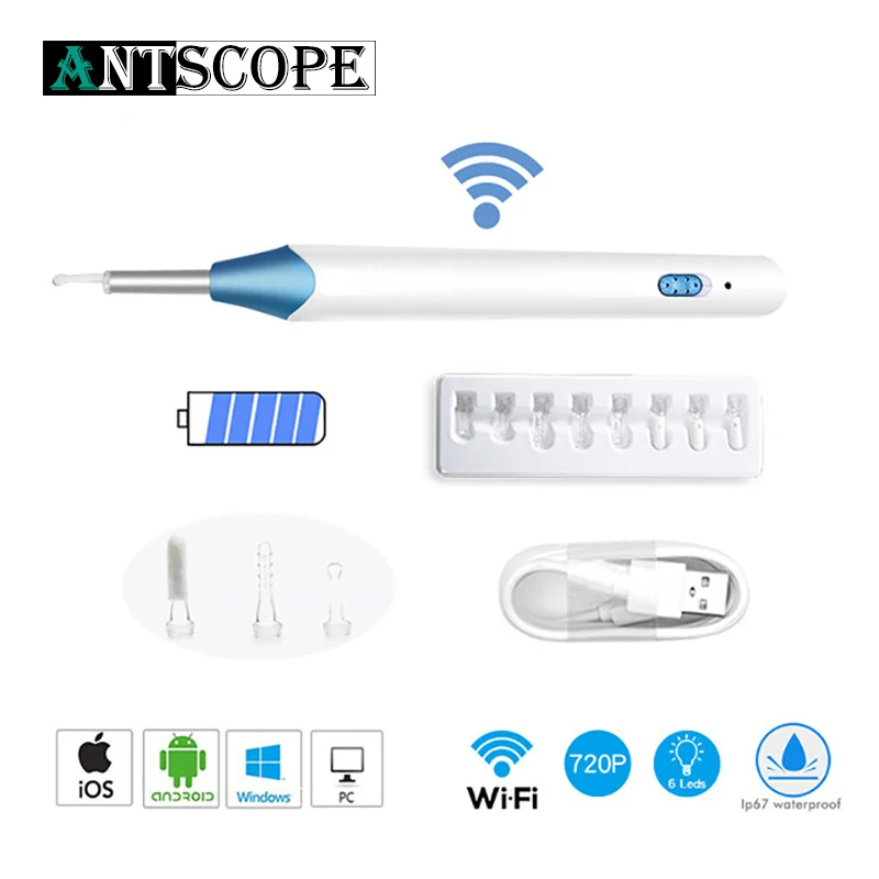 Antscope Wifi Ear Cleaning Otoscope интегрированный мм безопасные с медицинской точки зрения