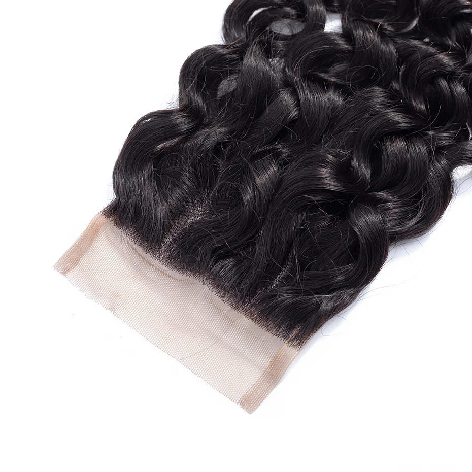 Габриэль 4x4 5x5 6x6 закрытие с пряди Бразильские воды волна пряди с закрытием натуральный цвет Remy человеческие волосы