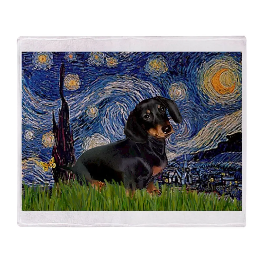 Мягкое Флисовое одеяло Starry Night такса мягкое фланелевое для дивана/кровати/машины