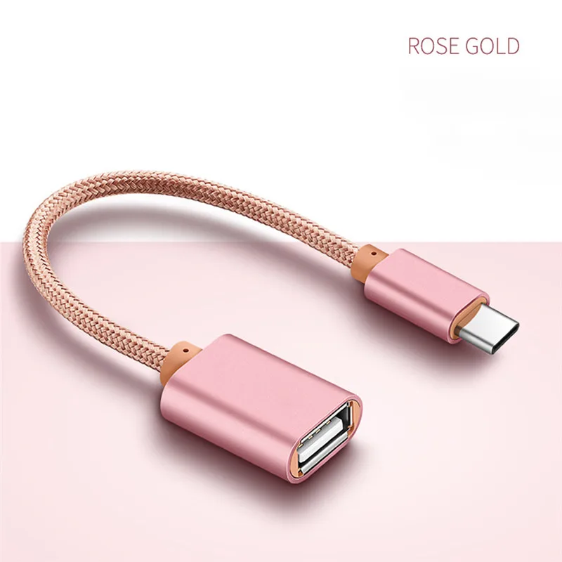 USB C адаптер OTG кабель type C к USB 2,0 OTG type-C адаптер для samsung HUAWEI Xiaomi MacBook USBC OTG - Цвет: Rose gold