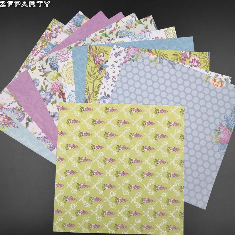 

ZFPARTY 12pcs 6" Single-side Printed colorful flowers pattern creative papercraft art paper handmade scrapbooking kit set book