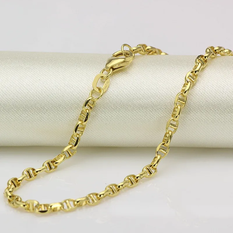 Pure Au750 18Kt Yellow Gold Necklace Women Men Bead Link Chain 1.5-1.9g 16inch