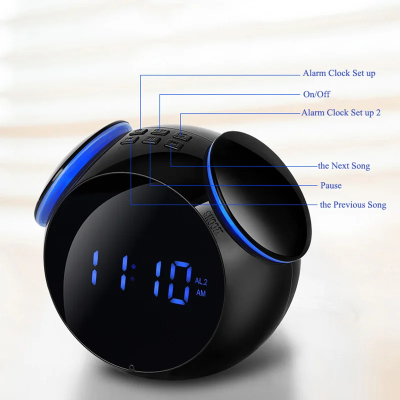Саго Портативный Беспроводной BLuetooth Динамик светодиодный Время Дисплей