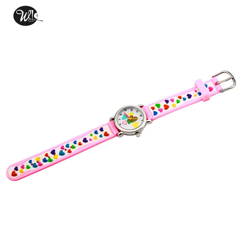 Детские мультипликационные кварцевые часы для малышей 3D Pink Love Pattern Watch