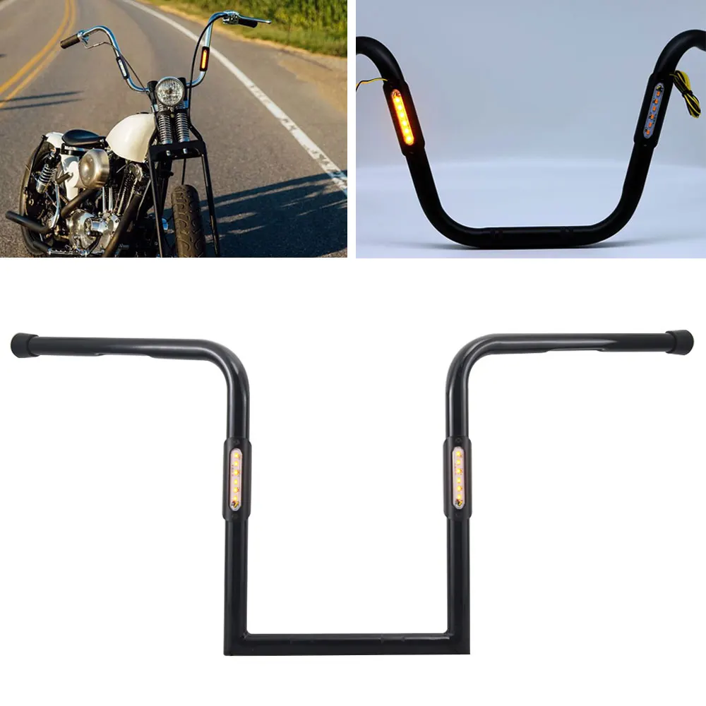 1" 25 мм мотоцикл яркий черный подъемный руль Железный бар W/яркий светодиодный свет подходит для Harley Honda Yamah Kawasaki KTM