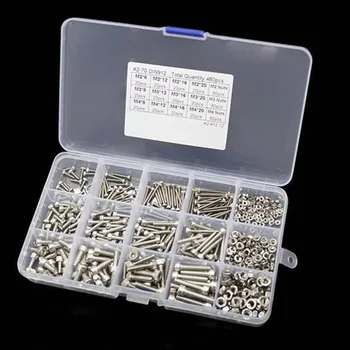

480Pcs M2 M3 M4 Screws Set With Storage Box Stainless Steel Hex Socket Head Cap Screw Nut Kit _WK