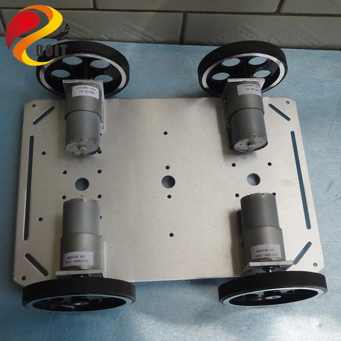 DOIT Metal 4wd Robot Car Chassis with 12V 200RPM 95mm Aluminum Wheel Intelligent Motor Big Load Mobile Platform цена DOIT Metal 4wd Robot Car Chassis with 12V 200RPM 95mm Aluminum Wheel Intelligent Motor Big Load Mobile Platform цены онлайн