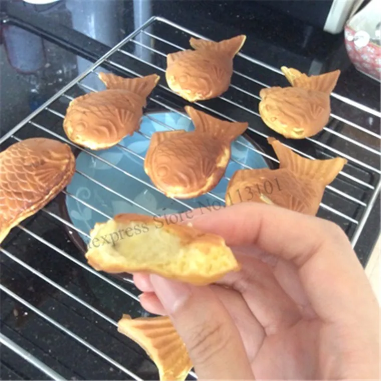 Из нержавеющей стали для газа Taiyaki вафель Рыба-формы вафельница газовая плита большой закуски машина с 2 формы