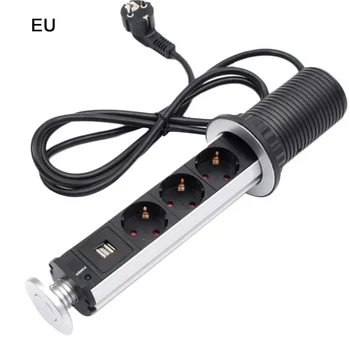 

New USB EU UK Plug Office Hidden Desktop Vertical Socket Pop-up Electrical Socket Power Dropshipping