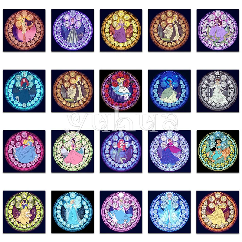 

Full Round Diamond mosaic colorful Princess 5D DIY Disney Diamond painting Cross stitch Full Square Diamond embroidery girl #
