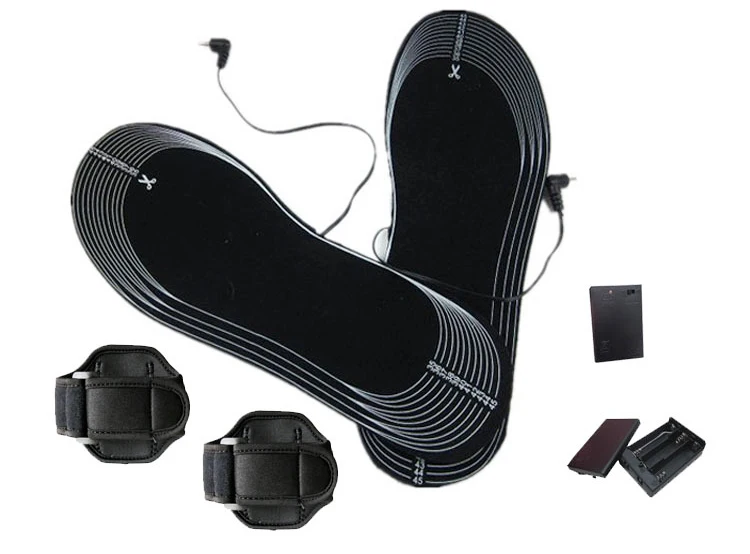Electric Heating Shoe Insoles Can Trim Black Warm Heaters Carbon Fiber Insoles Battery Compartment Heating Insole Shoe Dryer  (2)