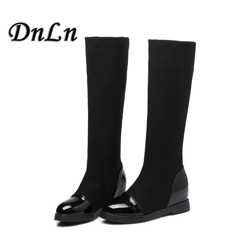 Classic Flat Boots Women Winter Boots Black Knee High Boots Hidden Heel ...