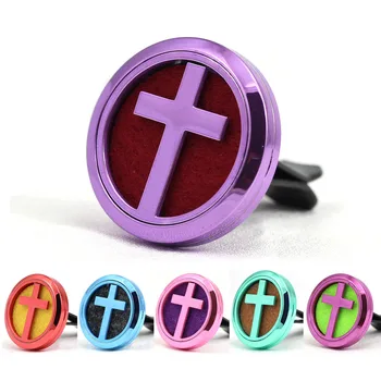 

New Design 30mm Colorful Stainless Steel Cross Design Car Aromatherapy Essential Oil Car Diffuser