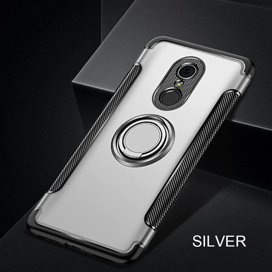 Роскошный Магнитный чехол с кольцом для пальца для Xiaomi Redmi 5 Plus 5A 4X противоударный чехол для Xiaomi Redmi Note 4 4X 5A силиконовый мягкий чехол - Цвет: Silver
