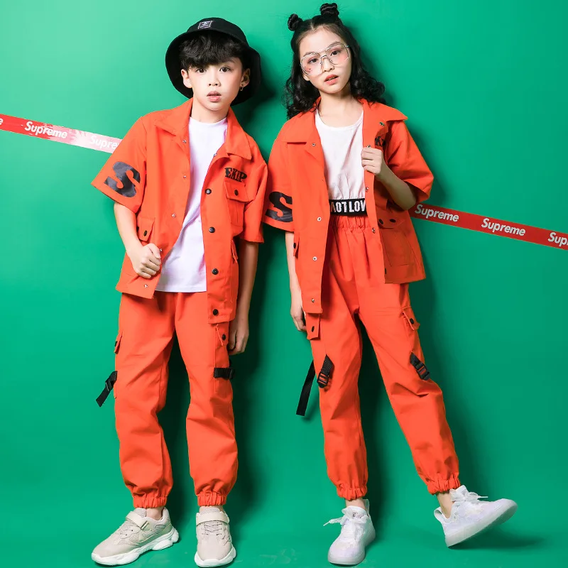 

Kids Hip Hop Clothing Girls Boys Overalls Sweatshirt Jogger Pants Jazz Dance Costumes Show Ballroom Dancing Clothes Frock Outfit