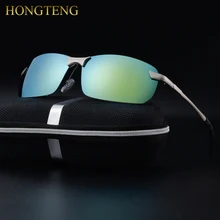 HONGTENG Aluminum Magnesium Men’s Polarized Sun glasses Night Vision Mirror Male Eyewear Sunglasses Goggle Oculos For Men
