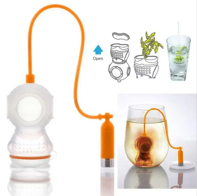  Tea leaf Infuser Diver Loose Strainer Bag Mug Filter  Scuba teapot strainer Diving Filter Diffusers 9 colors 