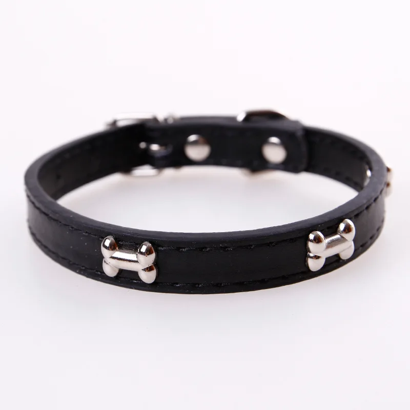 Bone Leather Durable Pet Dog Collar Pet Supplies Accessories Neck Strap Collar For Dog Puppy Pug Collars For Small Large Dogs 