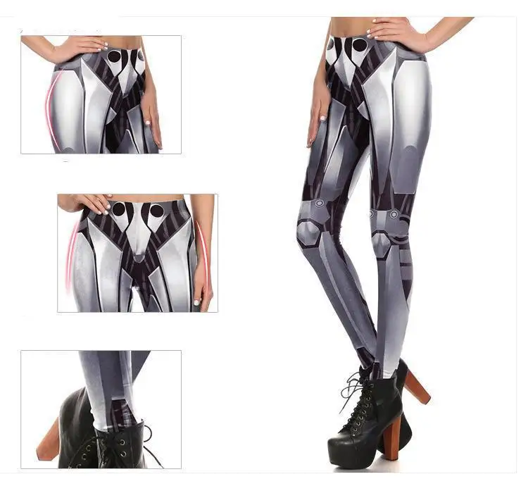 Для женщин леггинсы с цифровой печатью Железный Металл Armour Legins робот брюки для