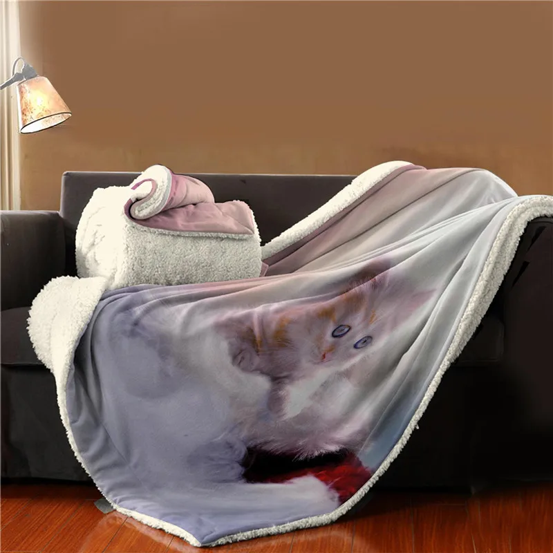 7 видов стилей ПЭТ милый Принт кошка Высокое качество толстый хлопок пледы одеяло зимние плюшевые одеяла Диван рождественские подарки