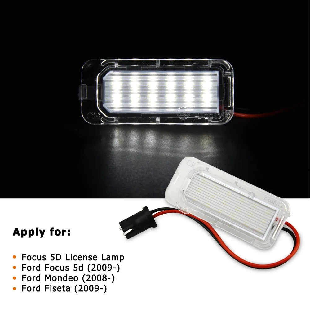 2X LED Licence Number Plate Light Error Free Ford Fiesta MK6 Focus MK2 MK3